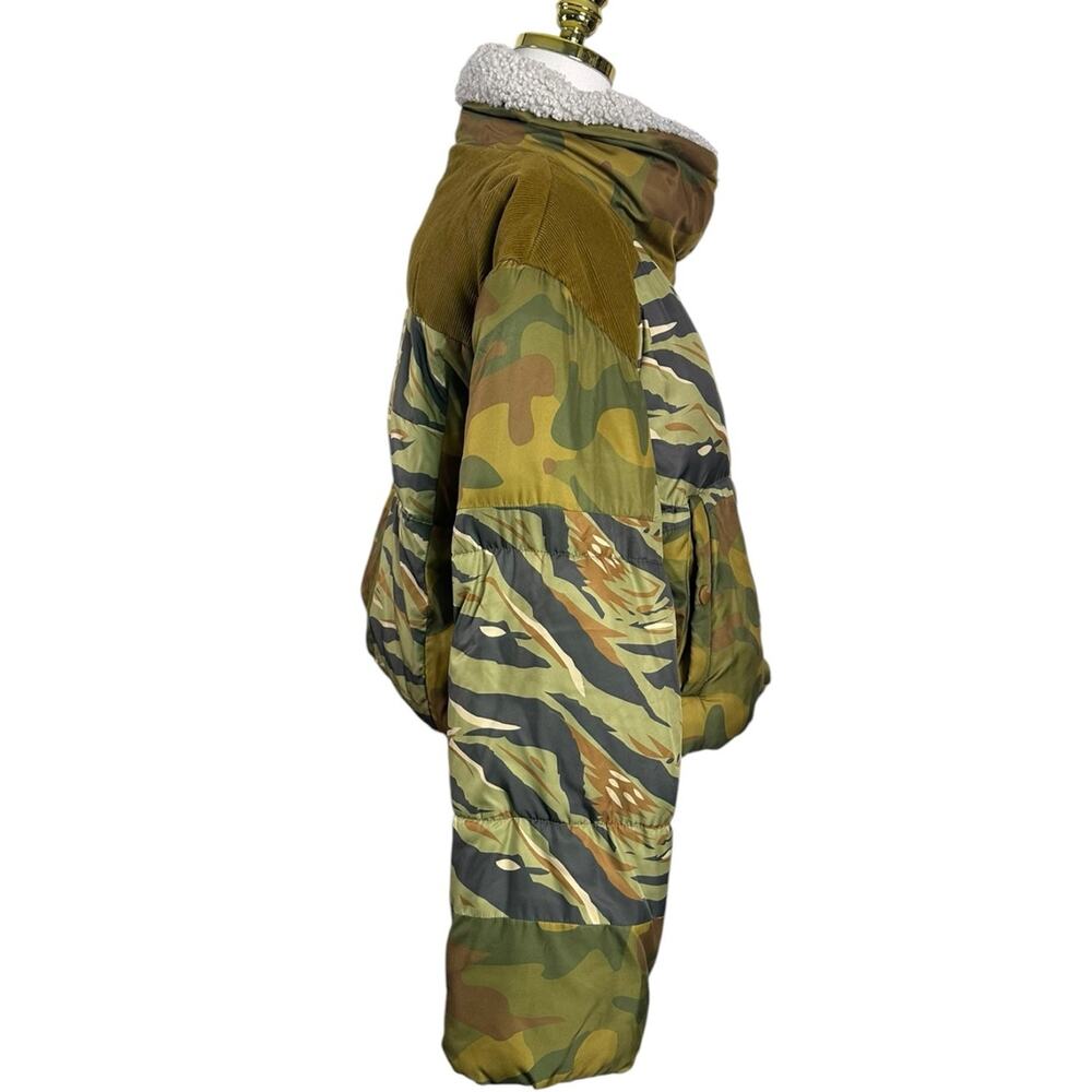 Free People Bohemian Patchwork Camo Cordury West Coast Puffer Jacket Size Small - Picture 7 of 13